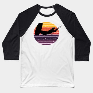 Kiter Action Freestyle Artistic Black Vector Retro Sunset Baseball T-Shirt